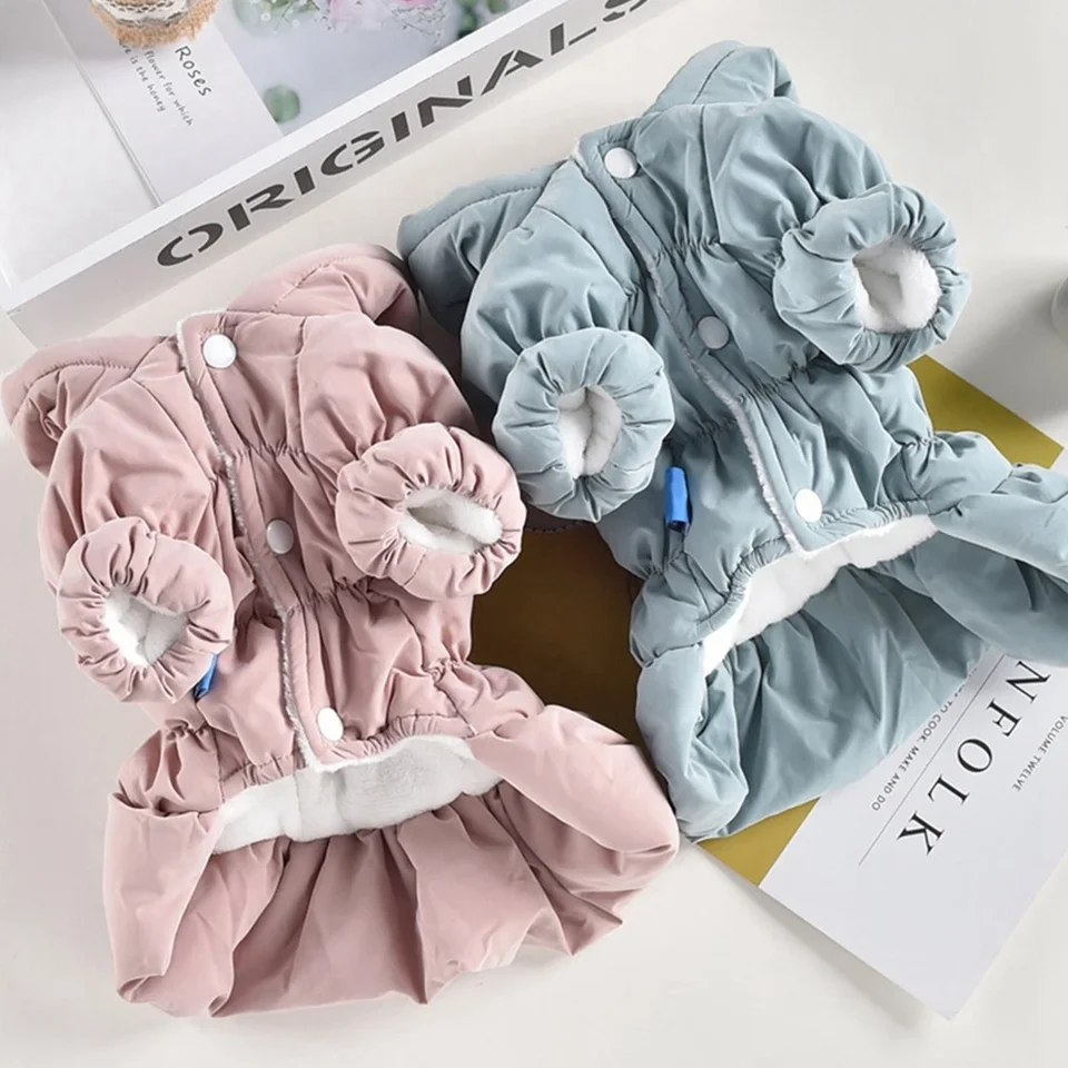 Zimné psie šaty kabáty teplé šteňa Pet princezná kvetinová bublina sukňa psie mačka s kapucňou bavlnená bunda chihuahua Yorkie oblečenie oblečenia