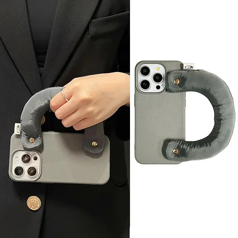 Zimné puzdro na náramok pre puzdro pre iPhone 16 15 14 13 12 11 11 Pro Max Soild Color náramok kožený vzor zápästia reťazca