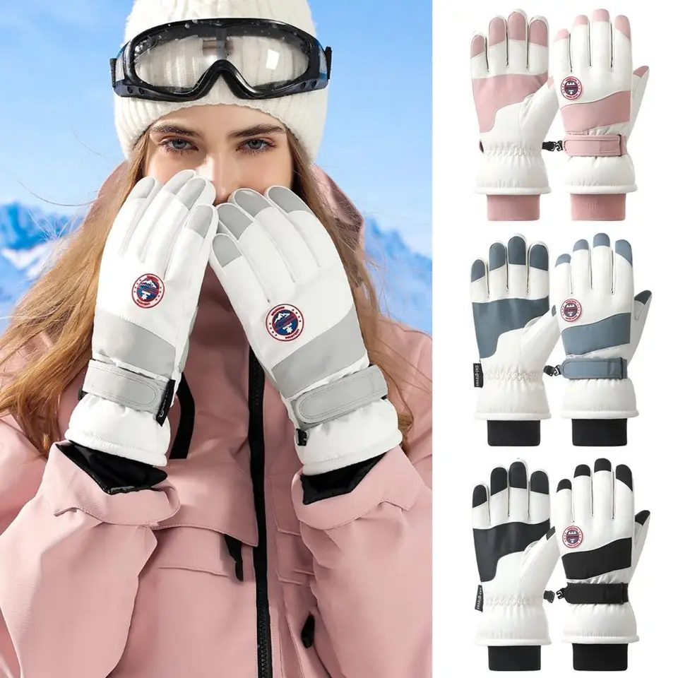 Zimné snowboardové lyžiarske rukavice nekĺzané dotykové obrazovky nepremokavé motocykle cyklistické plyšové teplé jazdecké rukavice