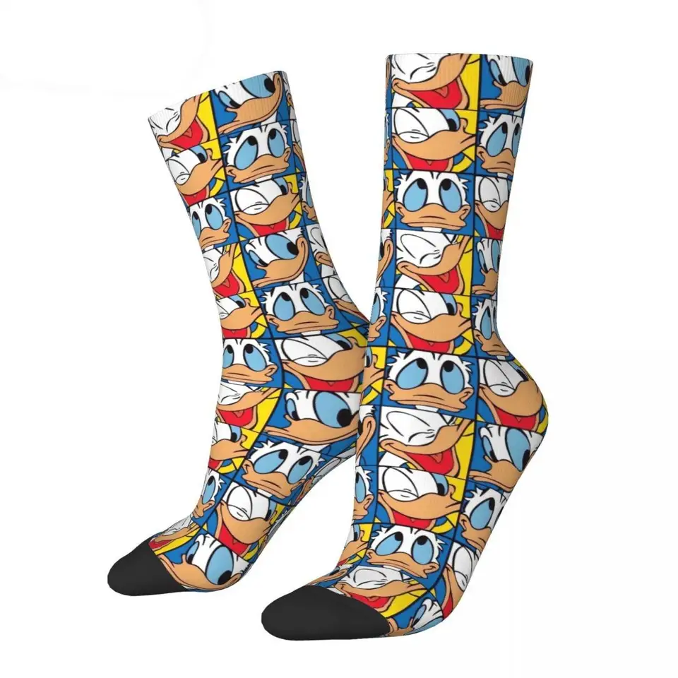 Zimné teplé neformálne unisex nové karikatúry anime figúrky Donald Duck ponožky priedušné futbalové ponožky