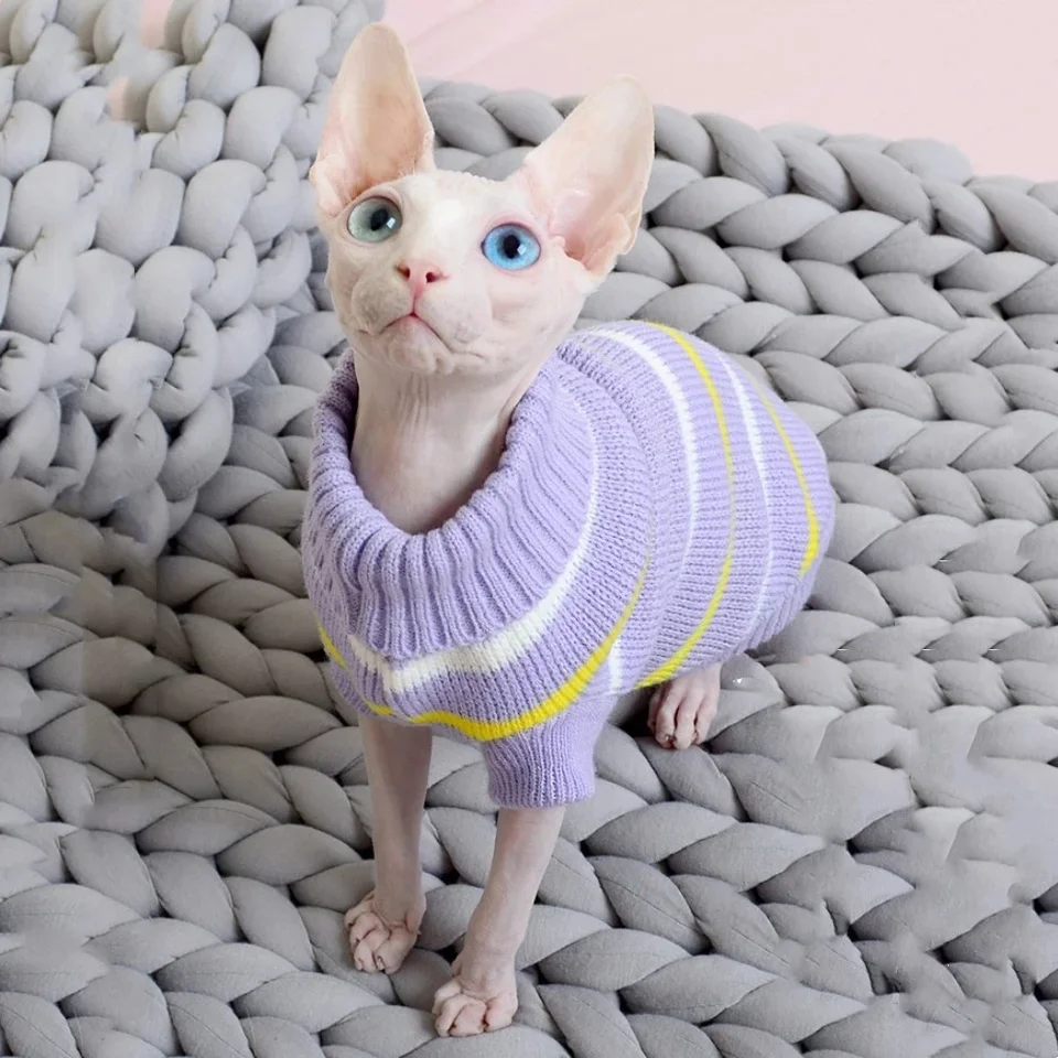 Zimné teplé sphynxové mačacie oblečenie šteňa mačiatko pletené sveter kapucne pre sfinx malé psie mačky oblečenie Chihuahua Costumes