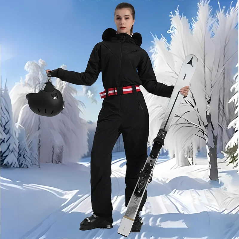 Zimný jeden kus lyžiarskeho obleku 2025 Ženy lyžiarske vonkajšie športové snowboardové sady teplých nepremokavých priedušných odvzdušňovaných snehových odevov