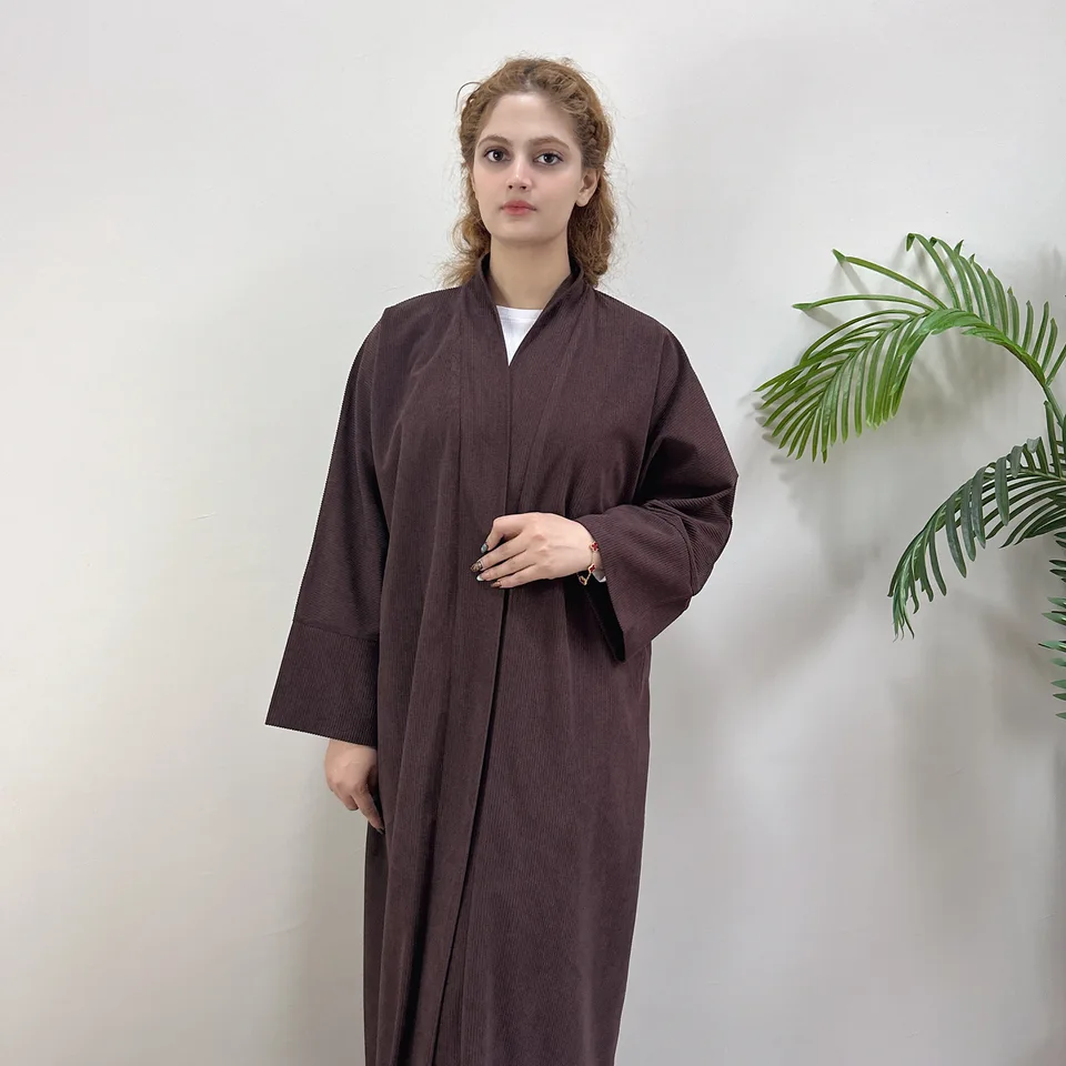 Zimný koruny abaya kimono dubaj luxusný otvorený Abayas pre moslimské ženy turecké islamské oblečenie kaftan hidžáb plné šaty ramadan