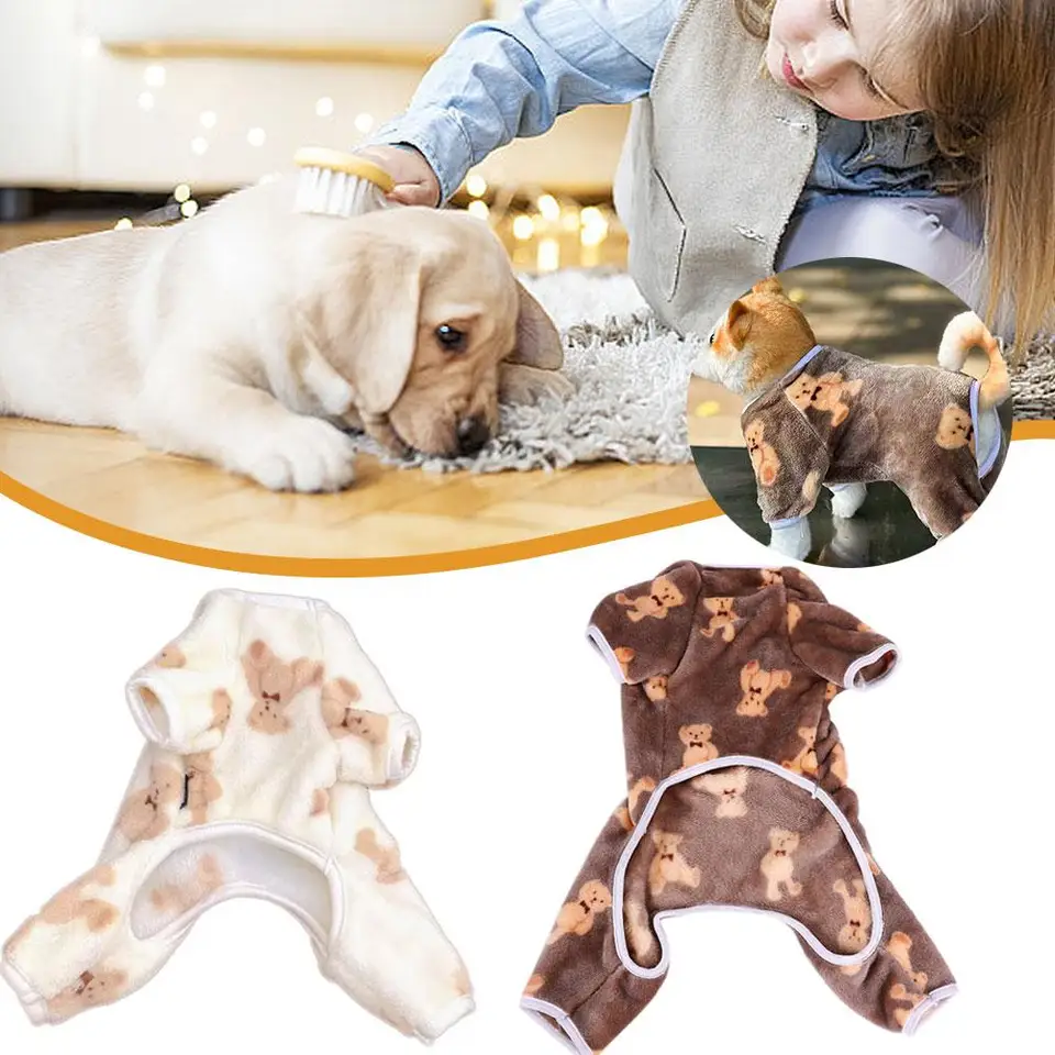 Zimný psie sveter Teplý plyšový psík piesk pre malé stredné psy S mäkký šteniatko Chihuahua Teddy Costum Pet S v2d8