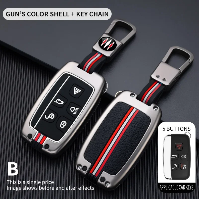 Zinc zliatina Silikónový automobil Kľúčový kryt pre Land Rover Range Rover Sport Velar Evoque Freelander2 Discovery Jaguar XF XJ XJL XE