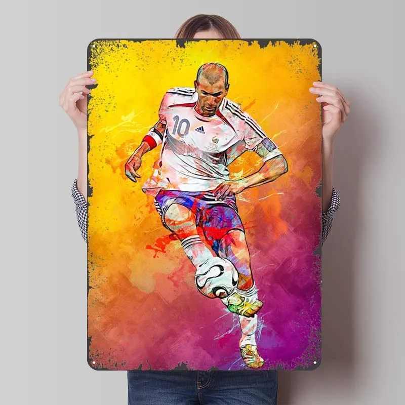 Zinedine Zidane Metal Sign Prispôsobiteľné športové plagáty House Detode Doplnky pre domáci dekorácia Domov a dekorácie Interiér