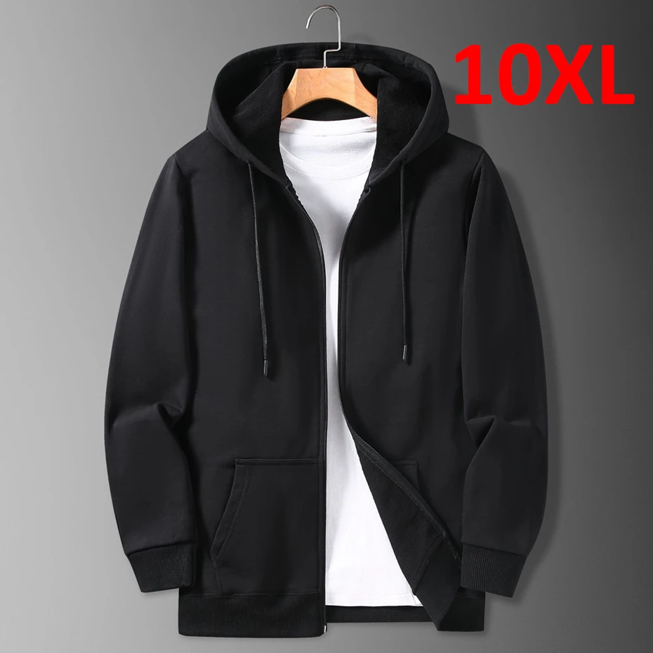 Zip Up Hoodies Men Men Veľká veľkosť mikina 10xl jar jesenná jeseň čierne kapucne bundy Muž plus veľkosť zipsovej mikiny plus veľkosť 10xl