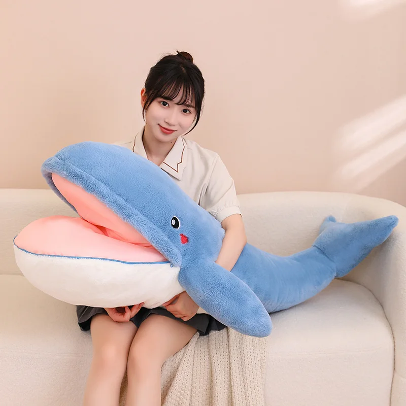 Zipper mesiac modrý žralok Fluffy Doll Plush Hračka plnená vodný obrie kreslené kreslené zviera