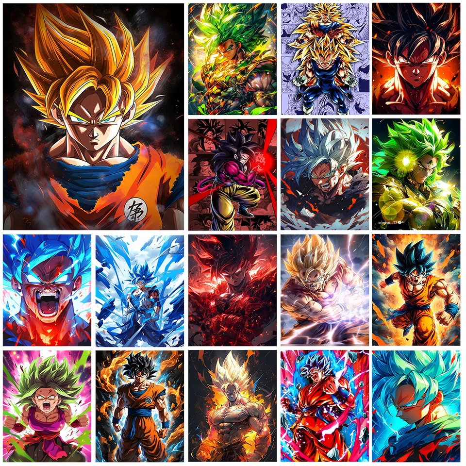 Zipsová taška 5D DIY Japonský anime štvorcový diamant maľba Kit karikatúra Dragon Ball Sun Wukong Diamond Darček
