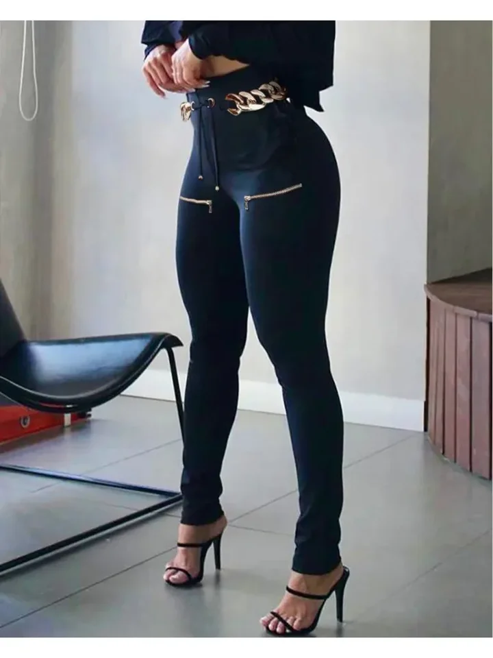 Zipsové dizajnérske nohavice pre ženy nákladné nohavice bez pásu bez pásu Vysoký pás šnurovanie šnurované zviazané detaily Skinny Pants Streetwear