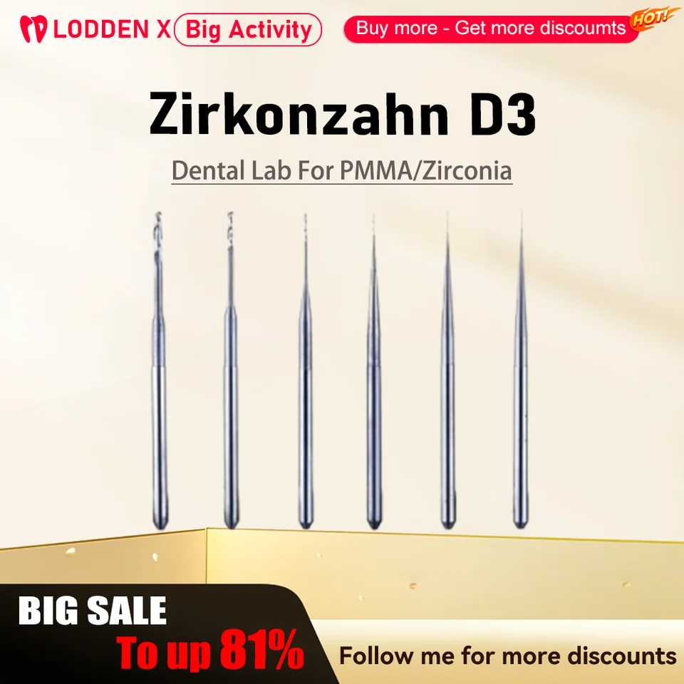 Zirkonzahn d3 pmma zirkónia stopka DC Diamond Coating Cutter Cutter Priemer vŕtacích frézovacích frézovačov 2.0/1,0/0,6 mm materiál