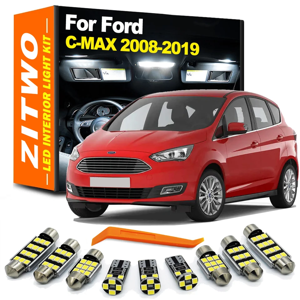 Zitwo 14ks Canbus Car LED interiérová súprava pre Ford C-Max Cmax 2008 2009 2010- 2016 2017 2018 2018 2019 Čítanie mapa mapy kufra lampy