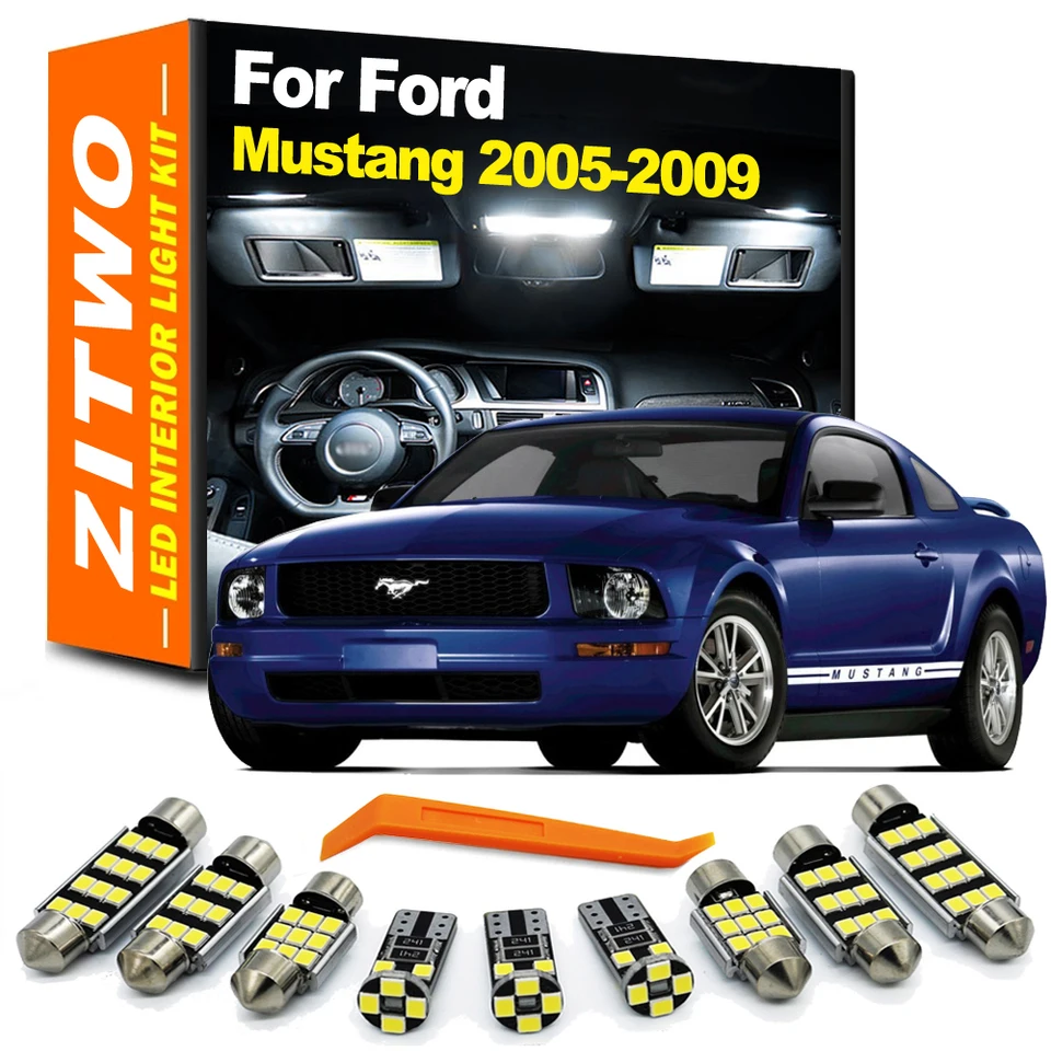 ZITWO 8PCS CANBUS LED interiér DOME Čítanie žiaroviek sada pre Ford Mustang 2005 2006 2007 2008 2009 LAMP LAMP