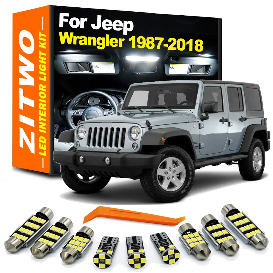 Zitwo LED interiérová mapa Dome Reading Roof Light Kit pre Jeep Wrangler YJ SJ TJ JK 1987-2013 2014 2015 2016 2017 2017 2018