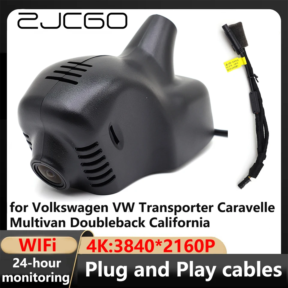 ZJCGO 4K WIFI 3840*2160 CAR DVR DVR DASH COMERABER Recorder pre Volkswagen VW Transporter Caravelle Multivan Doubleback California Kalifornia