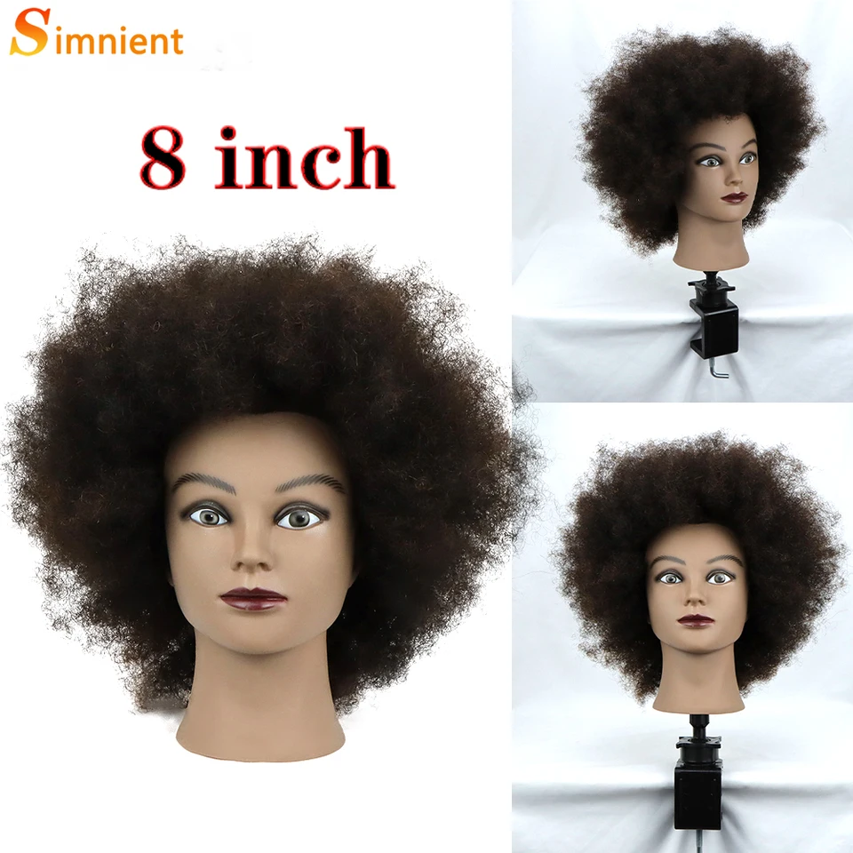 Zjednodušené afro figuríny hlavy so skutočnými 100% ľudskými vlasmi na pletenie vlasových výcvikov Hairart Haderské kaderné kadery figuríny Hairstyles