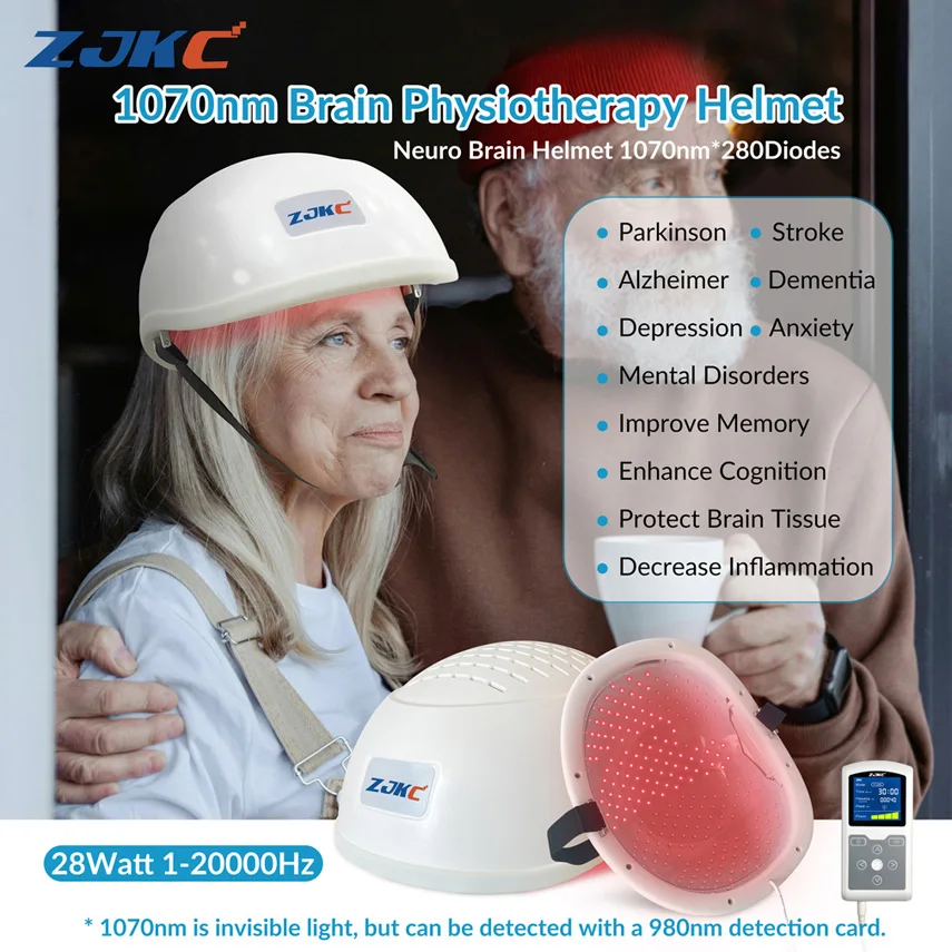 ZJKC 1070nm v blízkosti prilby infračervenej svetelnej terapie na depresiu a úzkosť Strok Parkinson Po traumatickej stresovej poruche