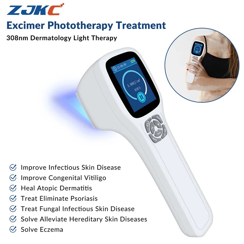 ZJKC 308nm Excimer System Systém Fototerapia Vitiligo UVB Light Therapy Zariadenie pre liečbu ekzémom Psoriasis Domá
