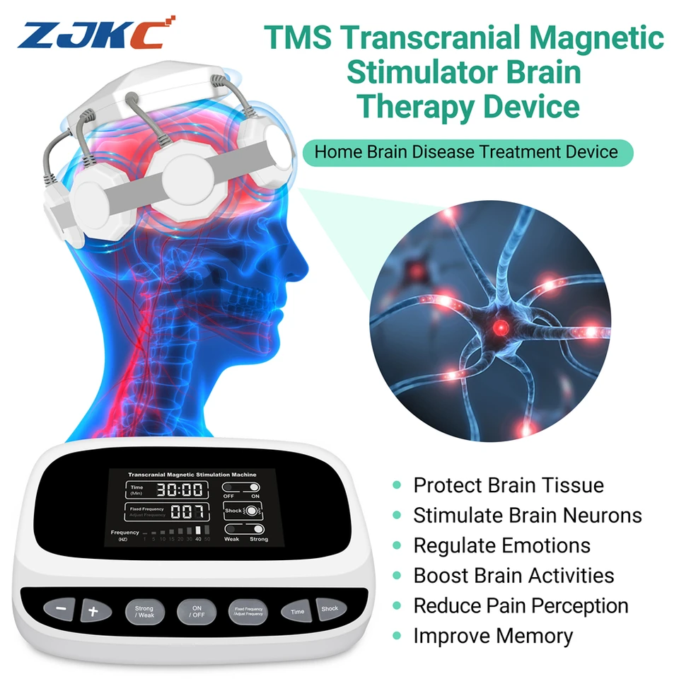 ZJKC Transcraniálny magnetický stimulátor mozgový terapia Profesionálna stimulácia poranenia mozgu pre migrénu