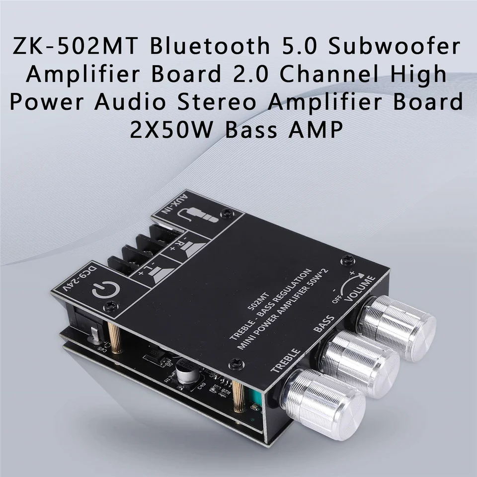 ZK-502MT Bluetooth 5.0 Subwoofer zosilňovacia doska 2.0 Kanál High-Power Audio Stereo zosilňovacia doska 2x50W basový zosilňovač