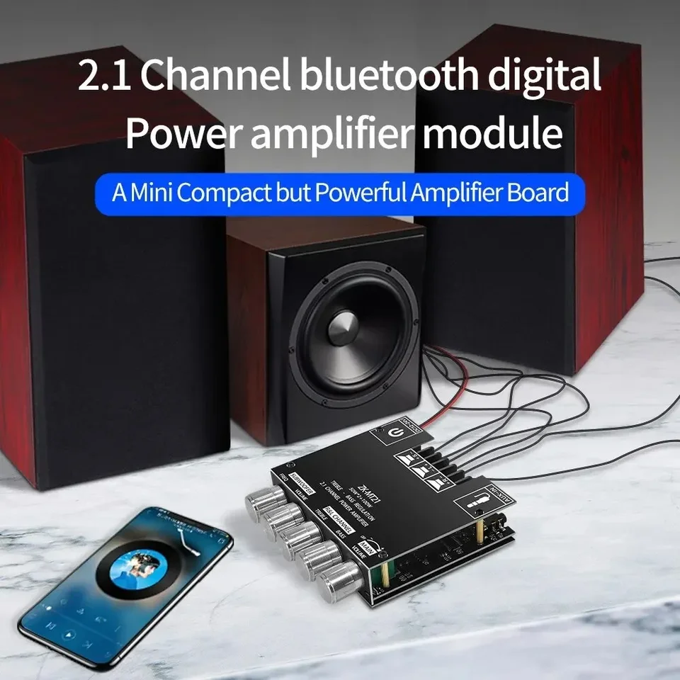 ZK-MT21 kanál Bluetooth 5.0 CS8673E 2.1 Subwoofer zosilňovacia doska 50W*2 +100W Power Audio Stereo zosilňovacia doska Bass AMP AUX