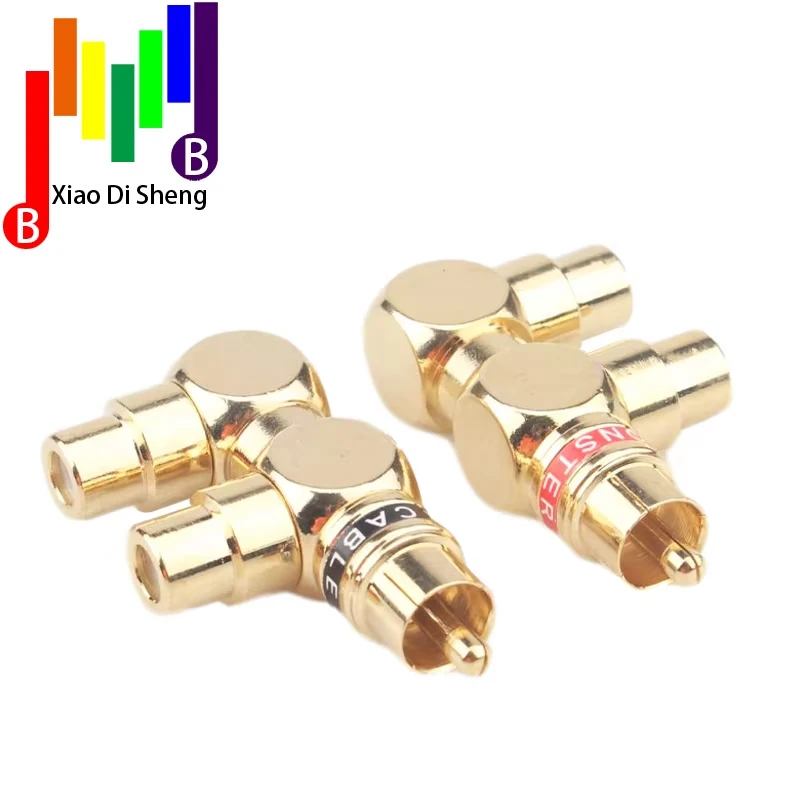 Zlatená RCA Plug 1 Muž do 2 RCA Žena AV Audio Video Splitter Cable Adapter Jack Connector Copper
