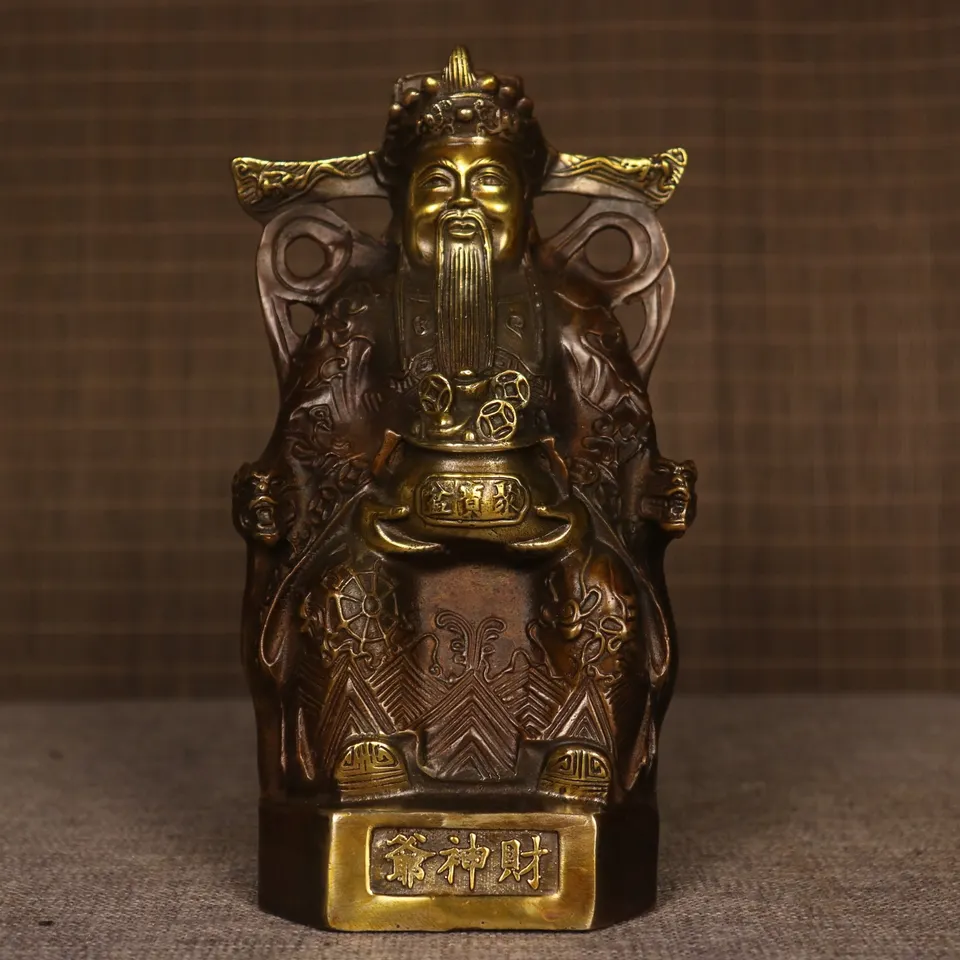 Zlato Ingot Wealth God Desktop Ornament - vysokokvalitné medené remeselné domové dekorácie - prosperita a hojnosť figuríny pre obchod Openi