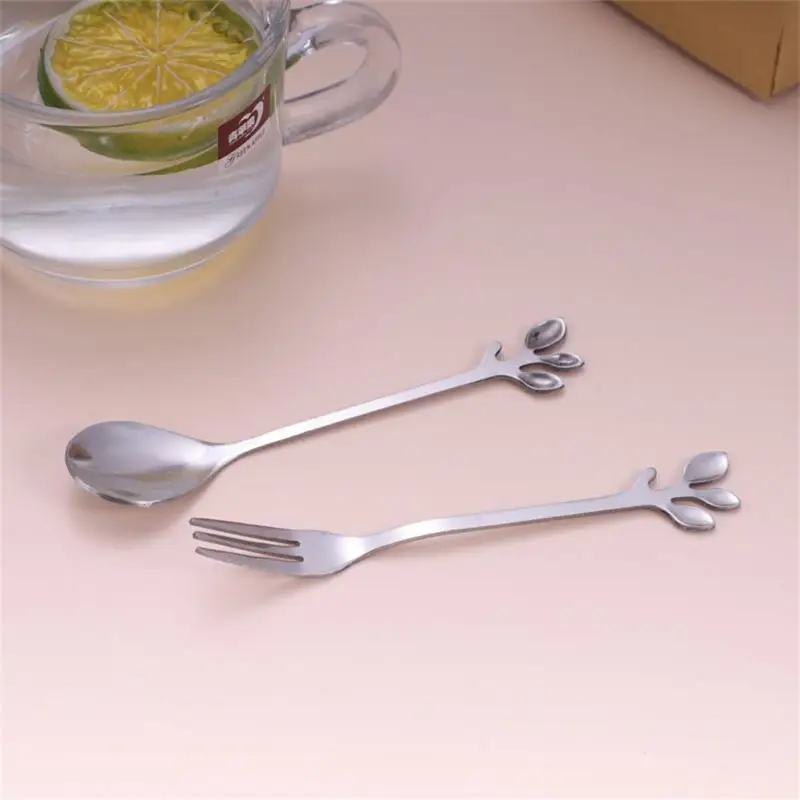 Zlatá dlhá rukoväť lyžica z nehrdzavejúcej ocele listovej lyžičky Nordic Mini MILING Spoons Malé vidlice pre dezert kávu Honey Home Decor