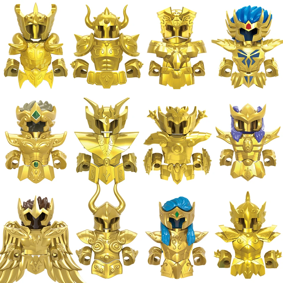 Zlatá dvanásť svätých anime postavy Mini stavebné bloky tehly Akčné figúrky Armor Kid Hračky CQ11 CQ17 CQ22