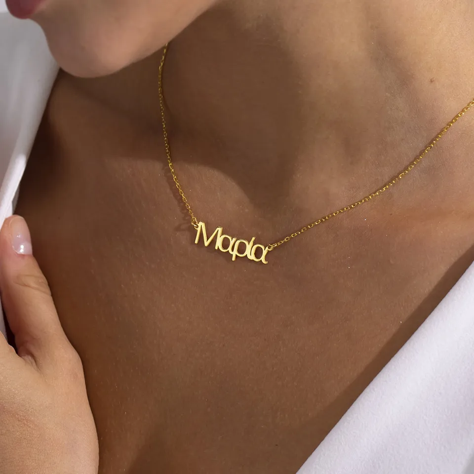 Zlatá farba grécka Názov náhrdelník Prispôsobené minimalistické šperky zvyčajné akékoľvek jazykové písmená Náhrdelné náhrdelníky Gift Priateľstvo darček