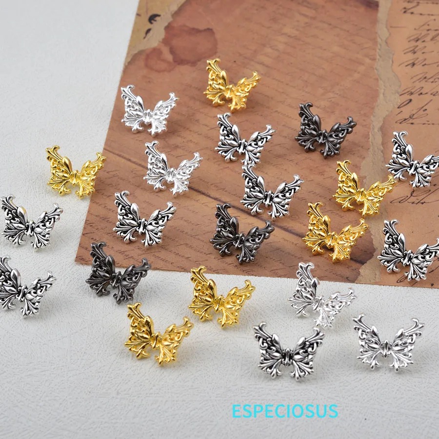 Zlatá farebná zliatina Vintage Butterfly Práľby Náramok Kovové kúzla pre náušnice Nástenky Diy Šperky doplnky