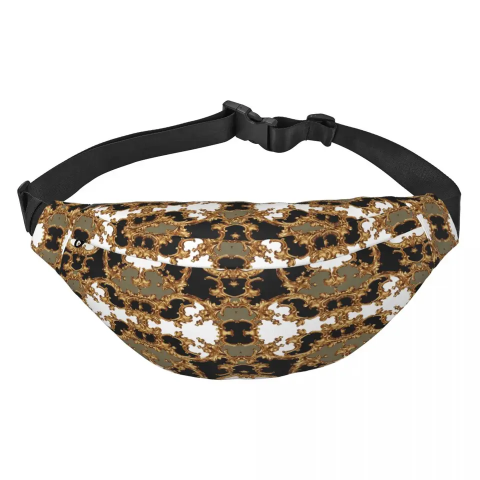 Zlatá okrasná baroková symetrická fandiaka Prispôsobená popruh crossbody balenie Men Ženy cestujúce do telefónu Peniaze na puzdro