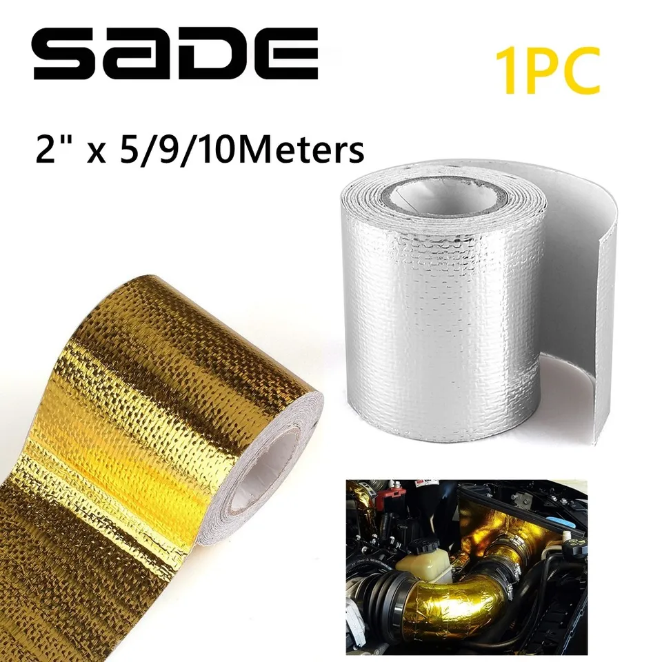 Zlatá tepelná výfuková páska 5/9/10 m prívod vzduchu Teplo izolačný štít Zabalenie reflexnej tepelnej bariéry Self Adhesive Engine Universal