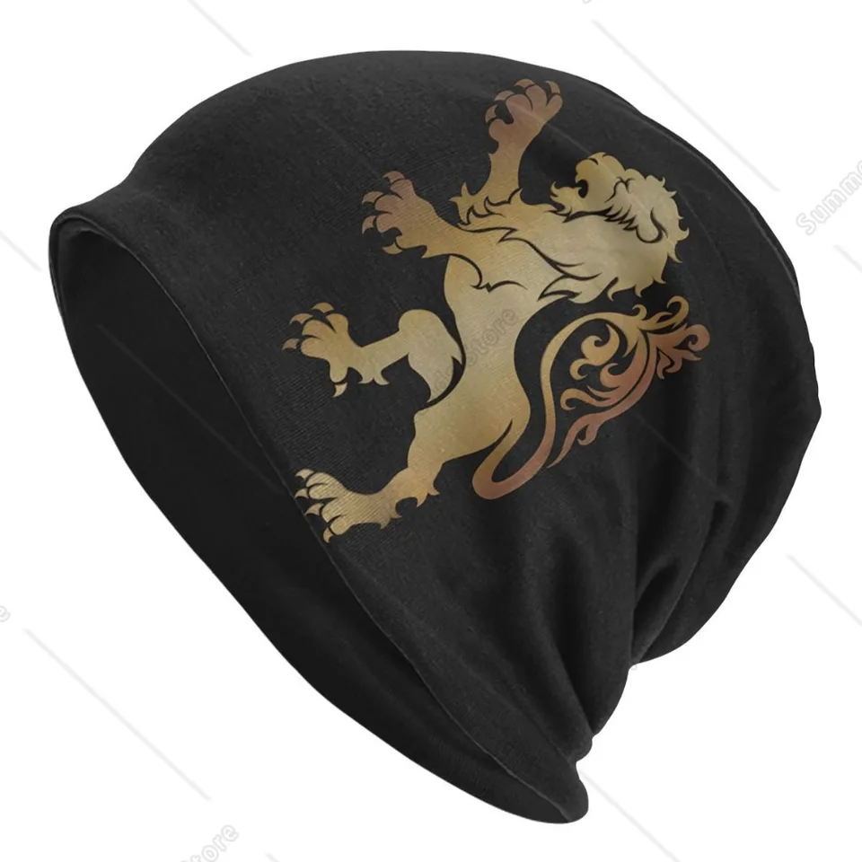 Zlaté levy a damask lebky čiapky vonkajšie klobúky Rastúce leva Stredoveké banner Tenké kapoty bedrové čiapky Men pre dámske uši