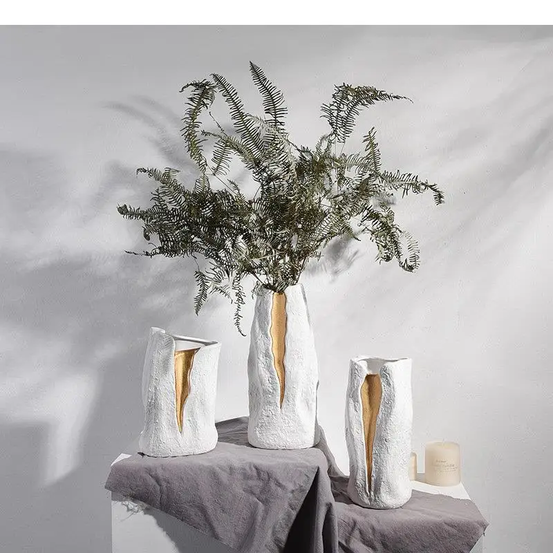 Zlaté praskliny keramická váza narazené porcelánové kvetinové kvetináče stolové dekorácie kvetinové vázy usporiadanie moderné domáce dekorácie