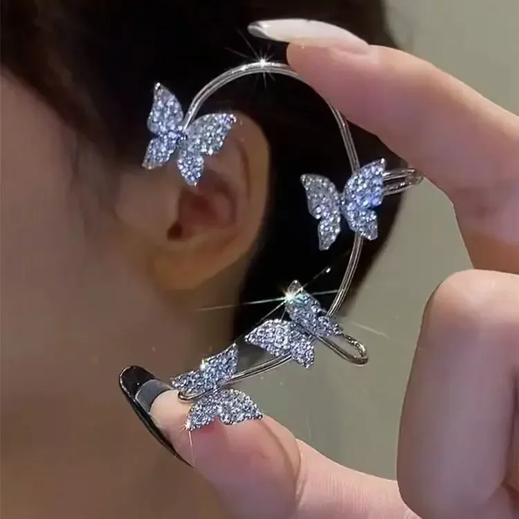 Zlaté strieborné farebné kovové kovové uší uší bez piercingu pre ženy šumivé zirkónové uši
