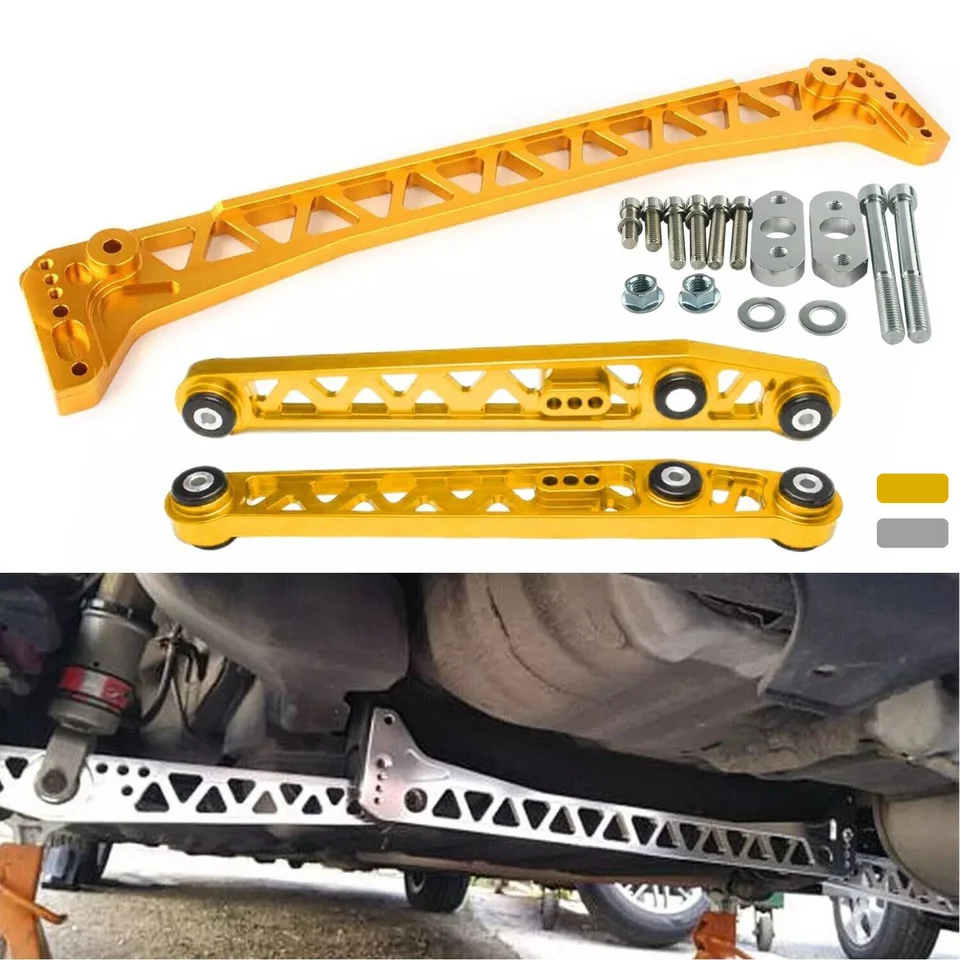 Zlaté striebro Zadné dolné ovládacie ramená + subFrame Brace pre Honda Civic EK 96-00 SI