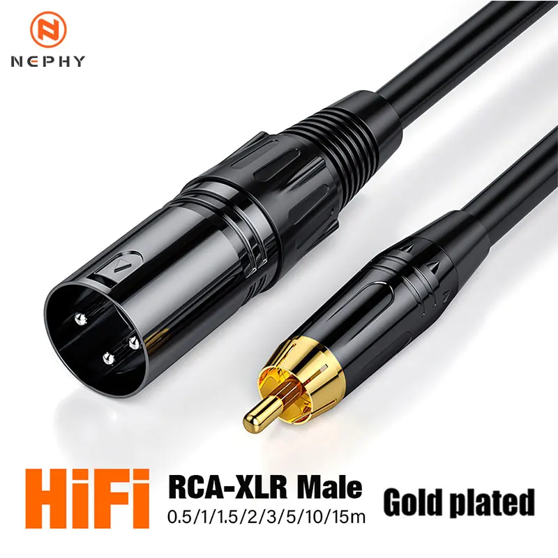 Zlatý kábel XLR na RCA RCA na XLR 3 PIN CANNON Mužský ženský zvukový video kábel pre zmiešavaciu zástrčku zosilňovača 0,5 m 15m 15 m