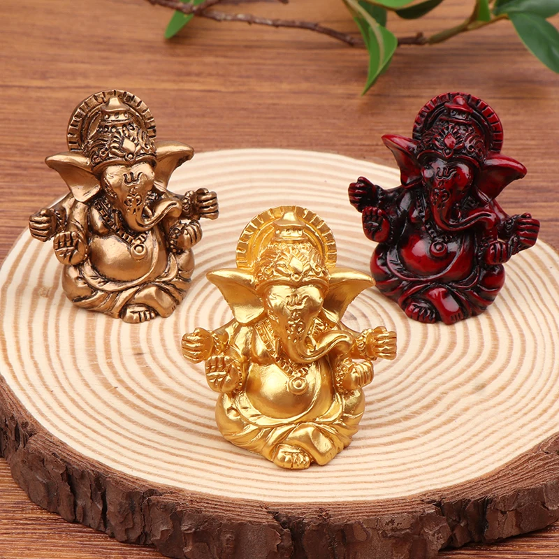 Zlatý lord Ganesha Buddha socha slona Boha sochy Ganesh figuríny ručne vyrábané živice artefakty domácej záhrady dekorácia