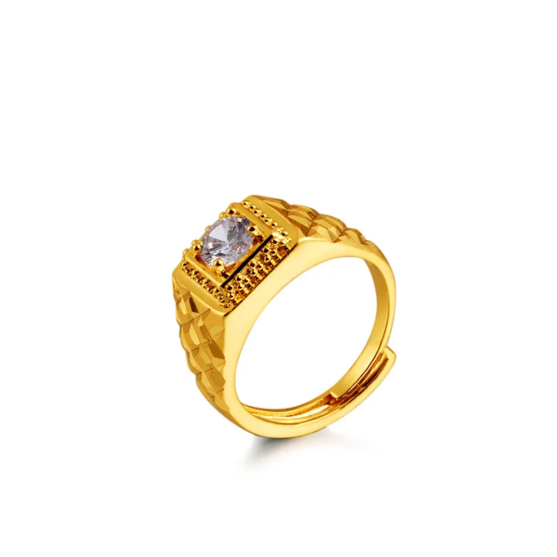 Zlatý módny diamant Vykladaný pánsky prsteň Imitácia 999