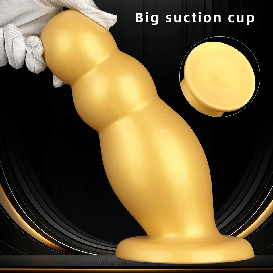 Zlatý silikón Juguete Anal 9cm Giant Dick Extra veľké ženské zadky zapojte intímne anus vkladanie hráča lesbický zadok stimulujúci
