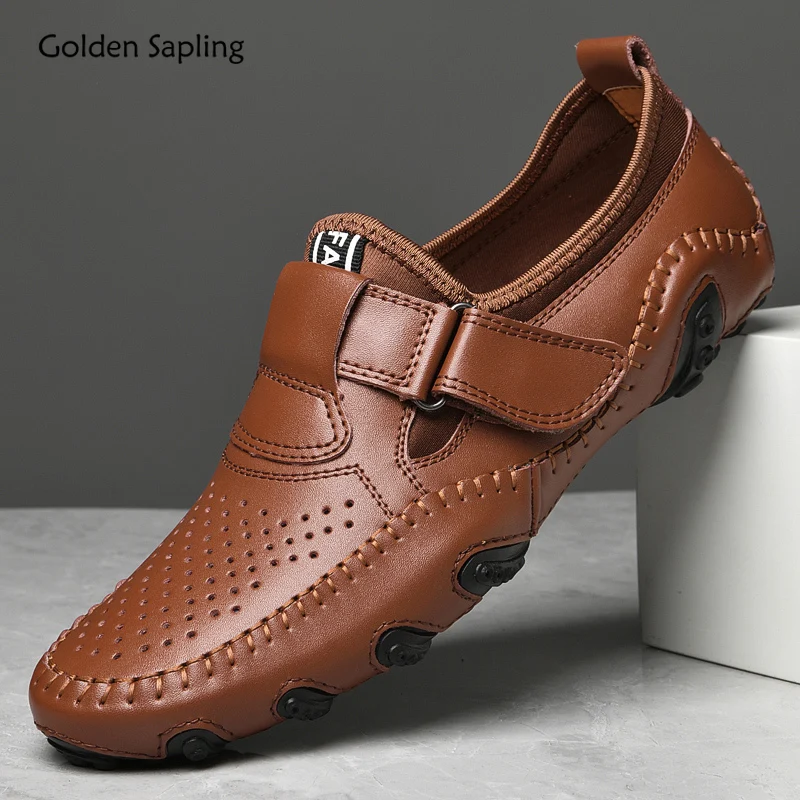 Zlatý stromček letné mokasiniská Pánske ležérne topánky Priedušné kožené šaty Flats Formálne párty topánky Men
