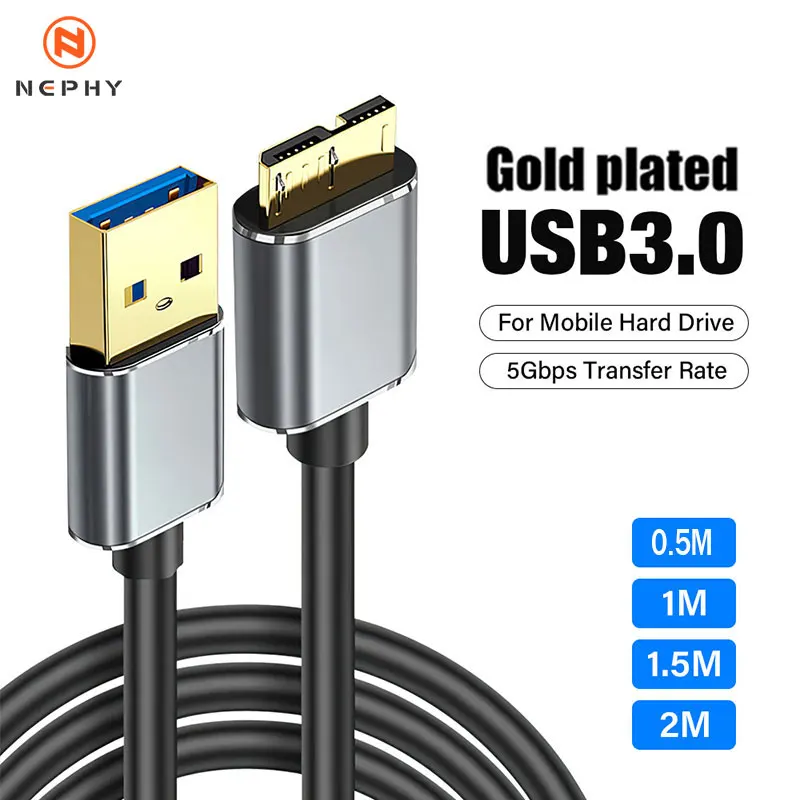 Zlatý USB 3.0 Typ A do mikro b Data synchronizátor rýchlej rýchlosti USB3.0 kábel pre externý pevný disk disk HDD Samsung S5 POZNÁMKA 3