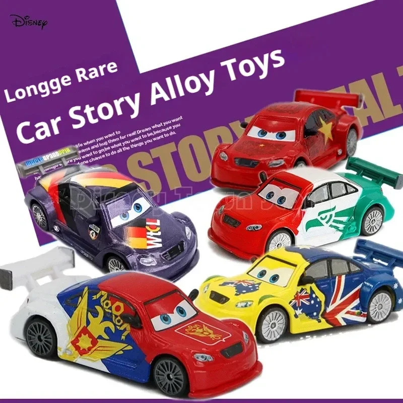 Zliatina Disney Pixar Cartoon Cars Národná vlajka maľba blesk McQueen Hračky kovový model narodeniny darček pre chlapcov