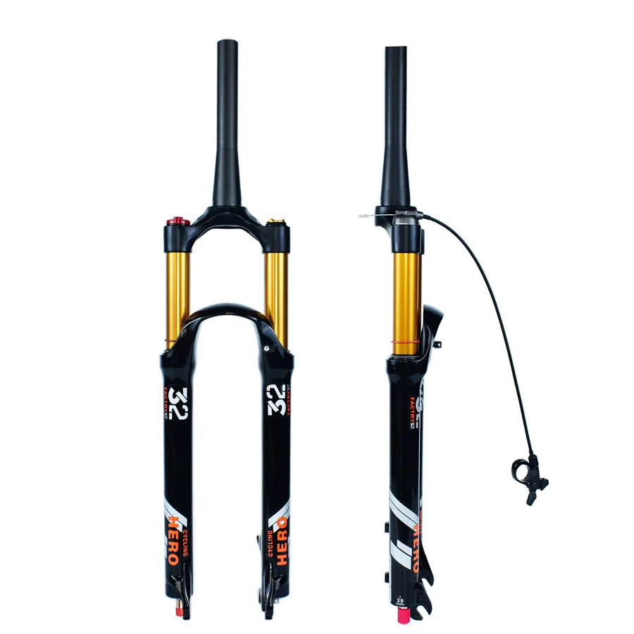 Zliatina horčíka rekordná vidlica, vzduchová vidlička MTB, rovná kužeľová trubica, zablokovací náraz, zdvih 140 mm, 26 