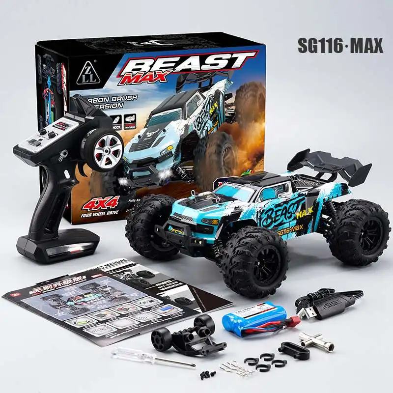 Zll SG116 PRO/MAX 1/16 2,4G 4WD 80 km/h RC LED svetlo LEGE LEFT TREATNÉ VLASTNÉ VLOŽIŤ VYSOKÉ Rýchlosti Plné proporcionálne vozidlá Model RTR
