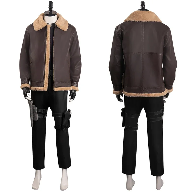 Zlo 4 remake Leon Scott Kennedy Cosplay kostýmové kabáty rukavice rukavice oblečenie pre dospelých
