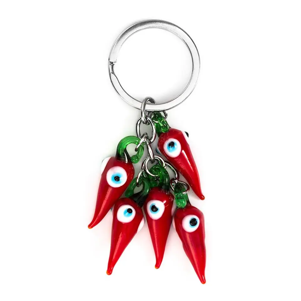 Zlo Eye Lucky Eye Red Chilli Keychain Red Chilli Fashion Evok Evok Keychain Odtrhnutie karikatúry Cartoon Key Chain School Decor