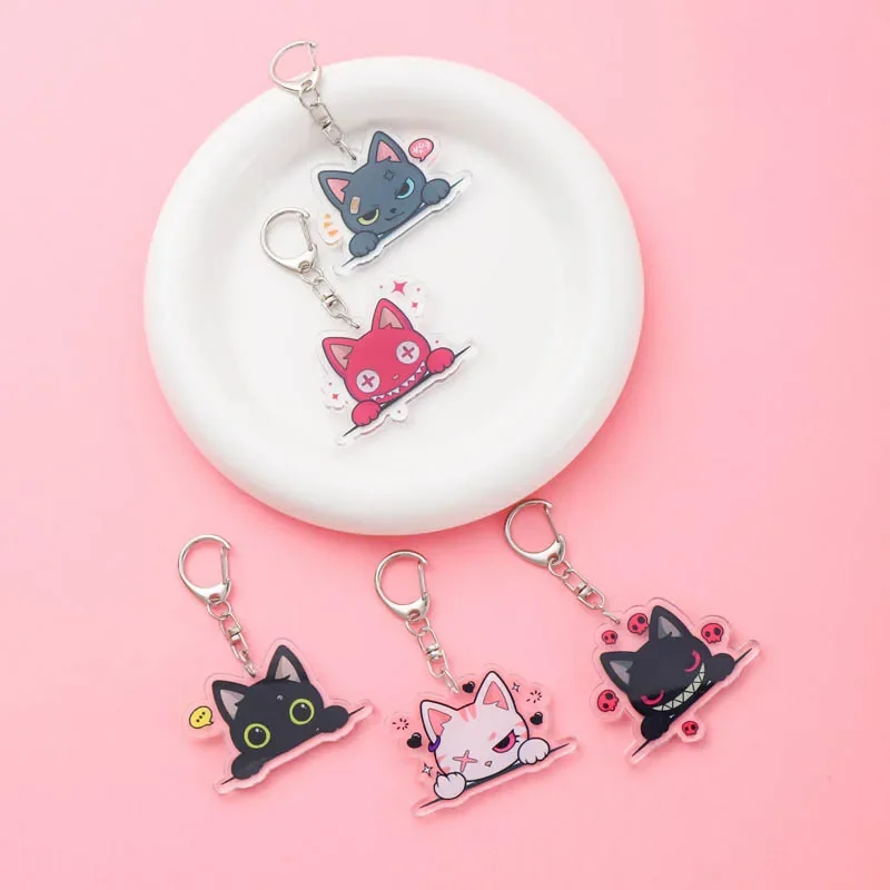 Zlá mačka anime akrylové kľúče Accessary Cartoon Funny Bag Prívesok roztomilý kreatívny taška kúzlo