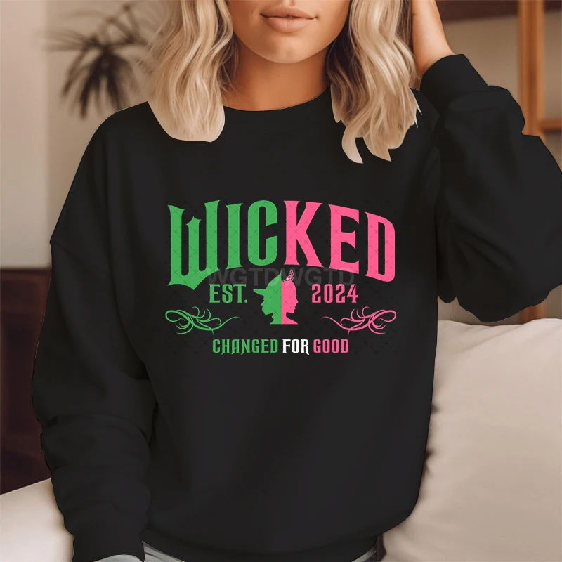 Zlá zmena pre dobrú módne mikiny okrúhleho krku Ženy Kreatívne s dlhým rukávom Pulóver New Witch Hoodies Sportswear